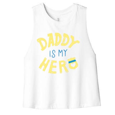 Daddy Is My Hero Police Officer Father Gift For Cops Deputys Gift Women's Racerback Cropped Tank