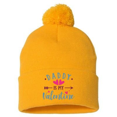 Daddy Is My Valentine Cute Holiday Pom Pom 12in Knit Beanie