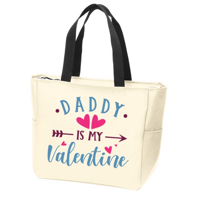 Daddy Is My Valentine Cute Holiday Zip Tote Bag