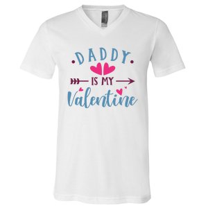 Daddy Is My Valentine Cute Holiday V-Neck T-Shirt