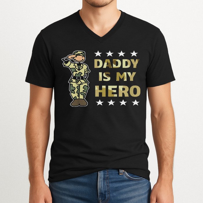 Daddy Is My Hero Military V-Neck T-Shirt