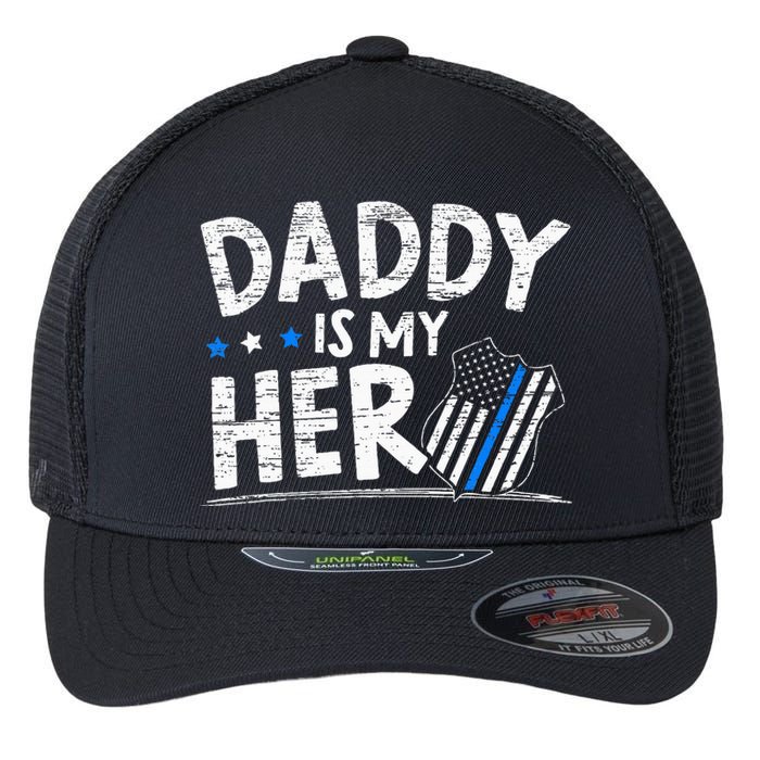 Daddy Is My Hero Police Thin Blue Line Law Enforcement Flexfit Unipanel Trucker Cap