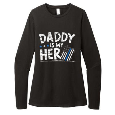 Daddy Is My Hero Police Thin Blue Line Law Enforcement Womens CVC Long Sleeve Shirt