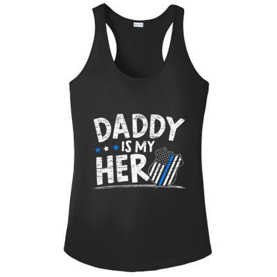 Daddy Is My Hero Police Thin Blue Line Law Enforcement Ladies PosiCharge Competitor Racerback Tank