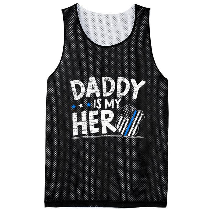 Daddy Is My Hero Police Thin Blue Line Law Enforcement Mesh Reversible Basketball Jersey Tank