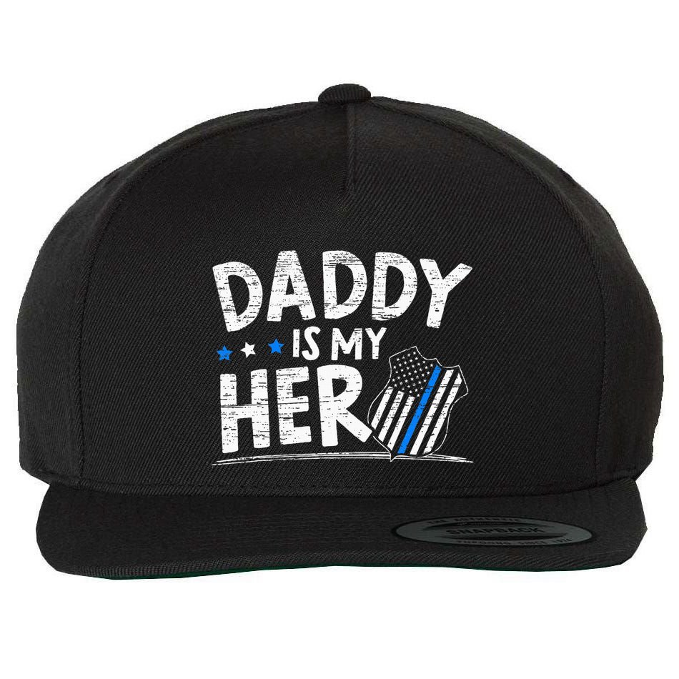 Daddy Is My Hero Police Thin Blue Line Law Enforcement Wool Snapback Cap