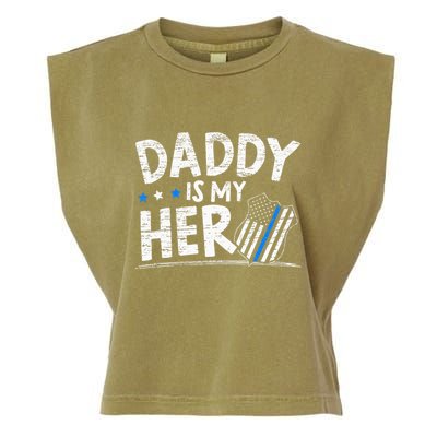 Daddy Is My Hero Police Thin Blue Line Law Enforcement Garment-Dyed Women's Muscle Tee