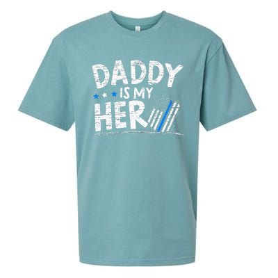 Daddy Is My Hero Police Thin Blue Line Law Enforcement Sueded Cloud Jersey T-Shirt