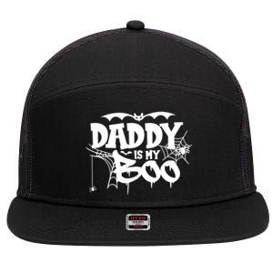 Daddy Is My Boo Spooky Halloween Creepy Ghostly Design Funny Gift 7 Panel Mesh Trucker Snapback Hat