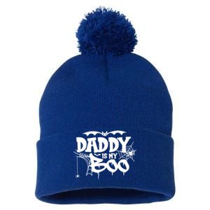 Daddy Is My Boo Spooky Halloween Creepy Ghostly Design Funny Gift Pom Pom 12in Knit Beanie