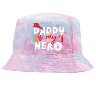 Daddy Is My Hero Funny Future Firefighter Fire Funny Gift Tie-Dyed Bucket Hat