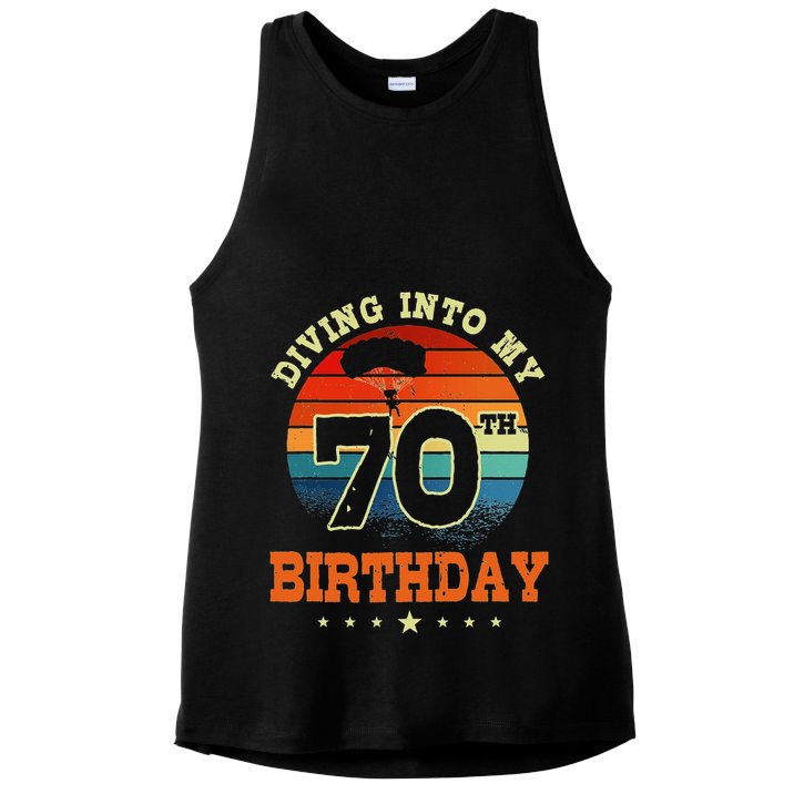 Diving Into My 70th Birthday Sky Diving Parachute Lover Ladies PosiCharge Tri-Blend Wicking Tank
