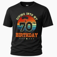 Diving Into My 70th Birthday Sky Diving Parachute Lover Cooling Performance Crew T-Shirt