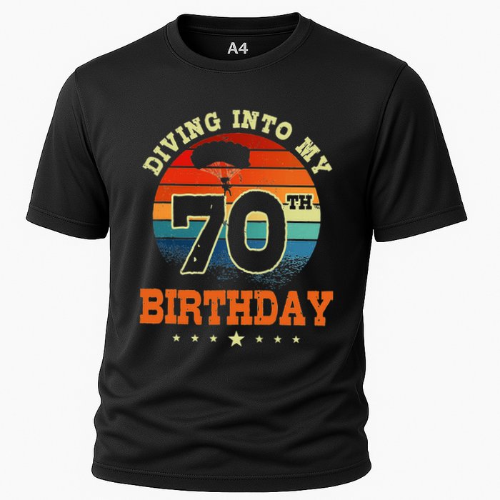 Diving Into My 70th Birthday Sky Diving Parachute Lover Cooling Performance Crew T-Shirt
