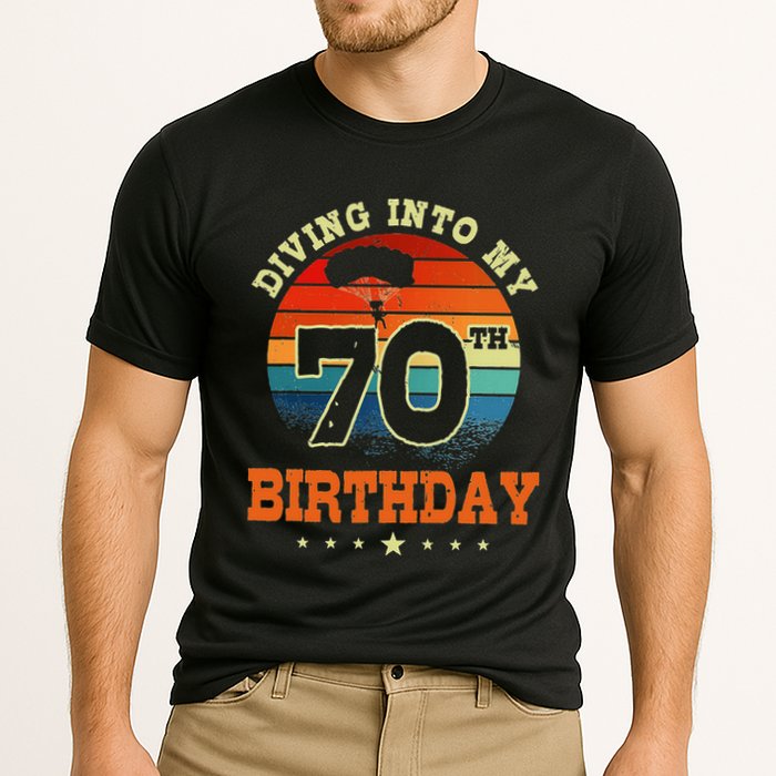 Diving Into My 70th Birthday Sky Diving Parachute Lover Cooling Performance Crew T-Shirt