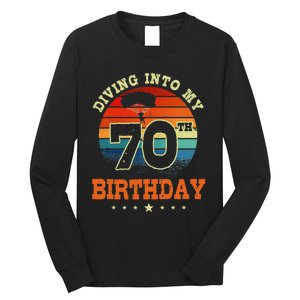 Diving Into My 70th Birthday Sky Diving Parachute Lover Long Sleeve Shirt