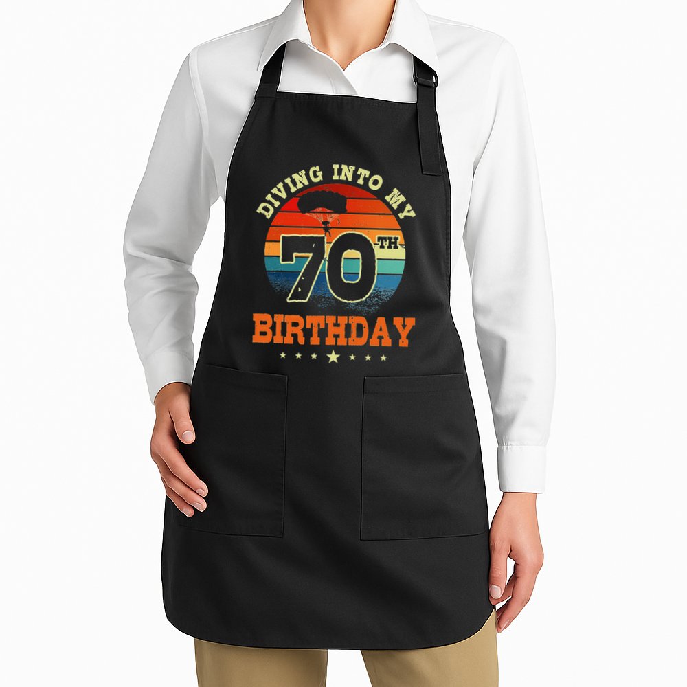Diving Into My 70th Birthday Sky Diving Parachute Lover Apron