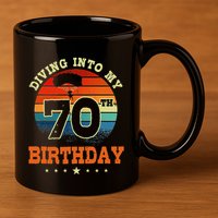 Diving Into My 70th Birthday Sky Diving Parachute Lover 11oz C Handle Ceramic Mug