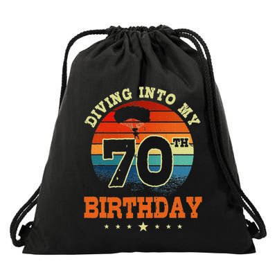 Diving Into My 70th Birthday Sky Diving Parachute Lover Drawstring Bag