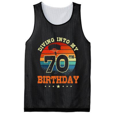 Diving Into My 70th Birthday Sky Diving Parachute Lover Mesh Reversible Basketball Jersey Tank