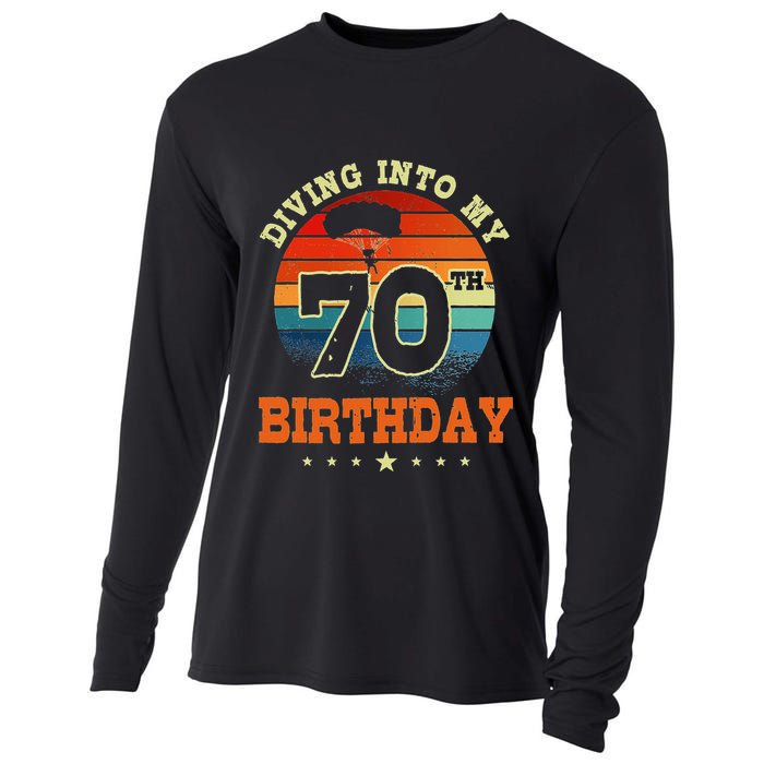 Diving Into My 70th Birthday Sky Diving Parachute Lover Cooling Performance Long Sleeve Crew