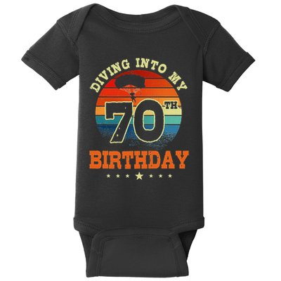Diving Into My 70th Birthday Sky Diving Parachute Lover Baby Bodysuit