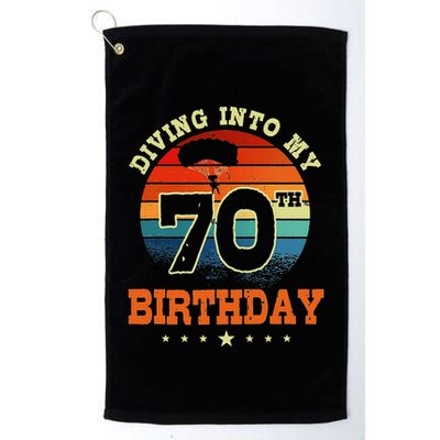Diving Into My 70th Birthday Sky Diving Parachute Lover Golf Towel