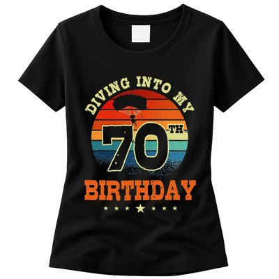 Diving Into My 70th Birthday Sky Diving Parachute Lover Womens T-Shirt