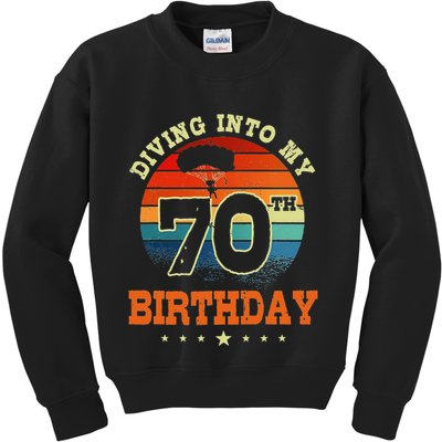 Diving Into My 70th Birthday Sky Diving Parachute Lover Kids Sweatshirt
