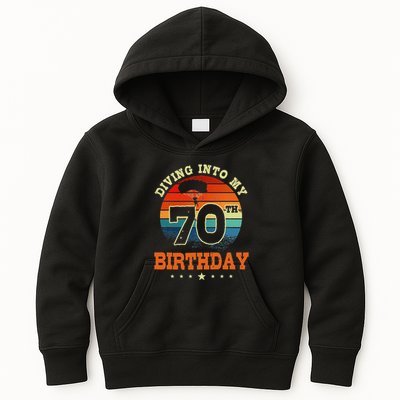 Diving Into My 70th Birthday Sky Diving Parachute Lover Kids Hoodie