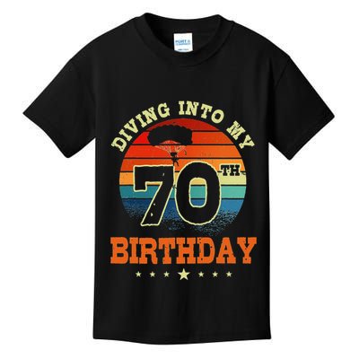 Diving Into My 70th Birthday Sky Diving Parachute Lover Kids T-Shirt