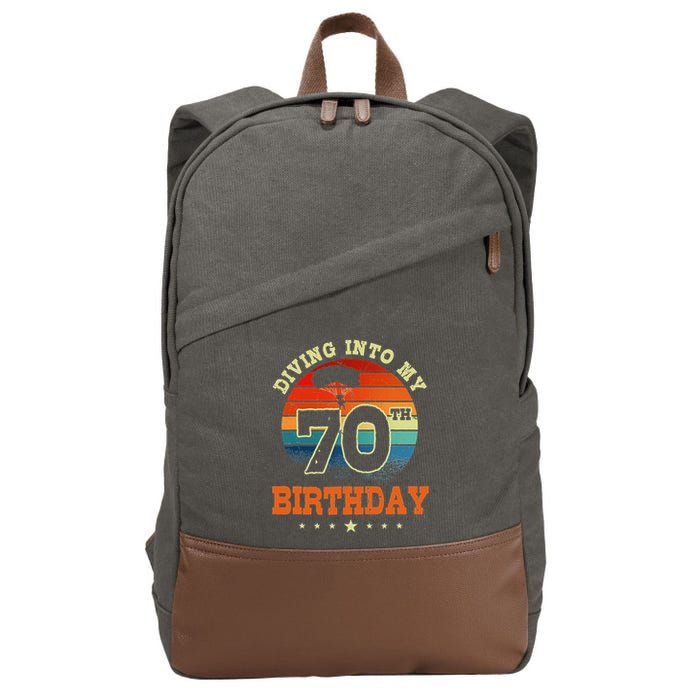 Diving Into My 70th Birthday Sky Diving Parachute Lover Cotton Canvas Backpack