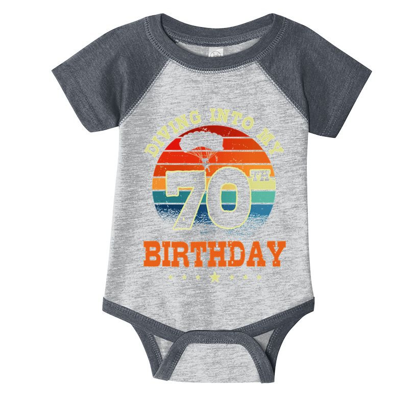 Diving Into My 70th Birthday Sky Diving Parachute Lover Infant Baby Jersey Bodysuit