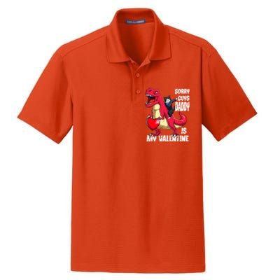 Daddy Is My Valentines Day Cat Riding Dinosaur Gift Dry Zone Grid Polo