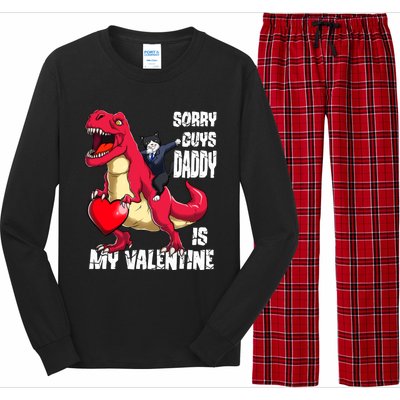 Daddy Is My Valentines Day Cat Riding Dinosaur Gift Long Sleeve Pajama Set