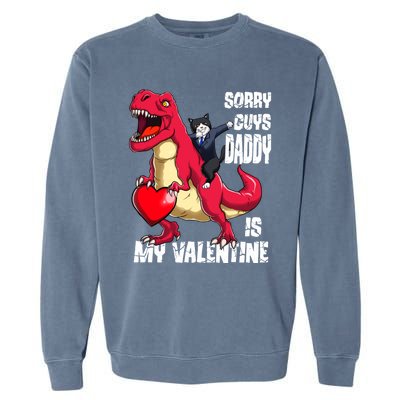 Daddy Is My Valentines Day Cat Riding Dinosaur Gift Garment-Dyed Sweatshirt