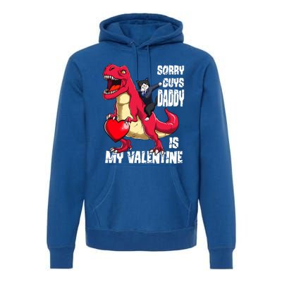 Daddy Is My Valentines Day Cat Riding Dinosaur Gift Premium Hoodie