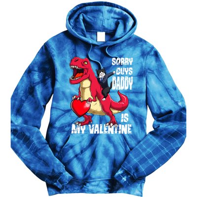 Daddy Is My Valentines Day Cat Riding Dinosaur Gift Tie Dye Hoodie