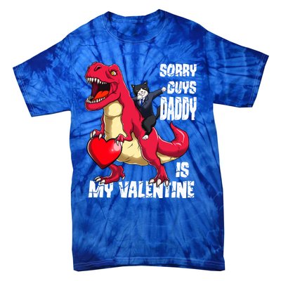 Daddy Is My Valentines Day Cat Riding Dinosaur Gift Tie-Dye T-Shirt