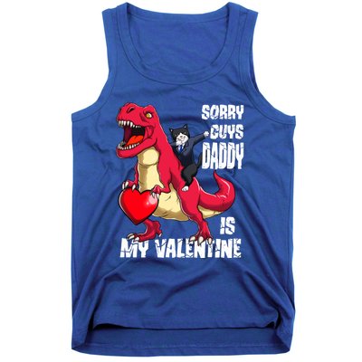 Daddy Is My Valentines Day Cat Riding Dinosaur Gift Tank Top