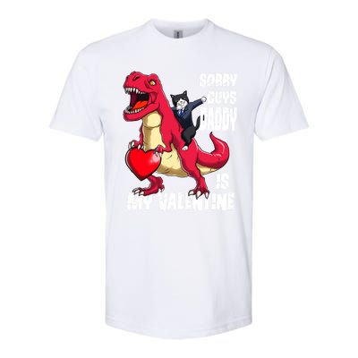 Daddy Is My Valentines Day Cat Riding Dinosaur Gift Softstyle CVC T-Shirt