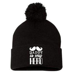 Daddy Is My Hero Pom Pom 12in Knit Beanie