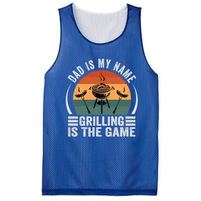 Dad Is My Name Grilling Is The Game Funny Gift Mesh Reversible Basketball Jersey Tank