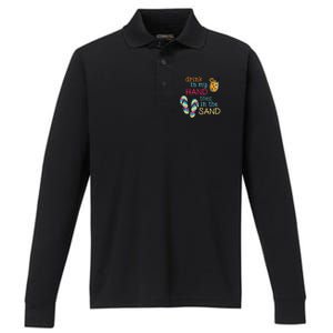 Drink In My Hand Toes In The Sand Summer Beach Performance Long Sleeve Polo