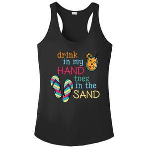 Drink In My Hand Toes In The Sand Summer Beach Ladies PosiCharge Competitor Racerback Tank