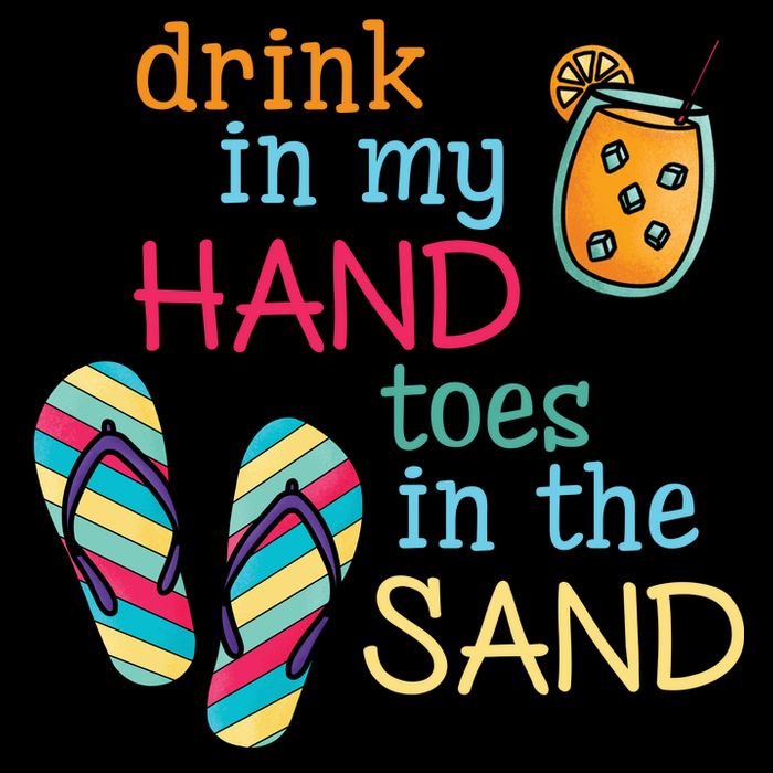 Drink In My Hand Toes In The Sand Summer Beach Cropped Pullover Crew