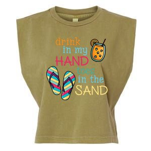 Drink In My Hand Toes In The Sand Summer Beach Garment-Dyed Women's Muscle Tee