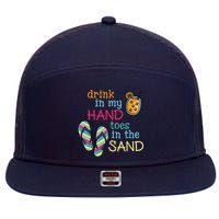 Drink In My Hand Toes In The Sand Summer Beach 7 Panel Mesh Trucker Snapback Hat