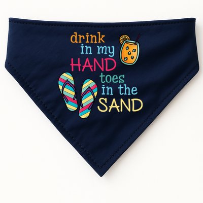 Drink In My Hand Toes In The Sand Summer Beach USA-Made Doggie Bandana