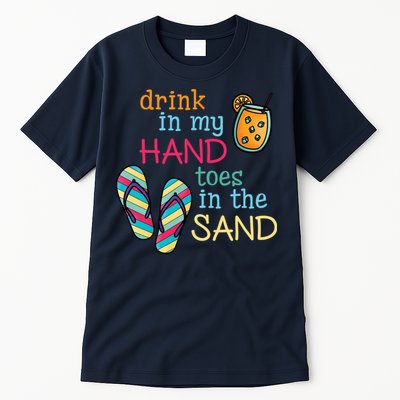 Drink In My Hand Toes In The Sand Summer Beach Tall T-Shirt